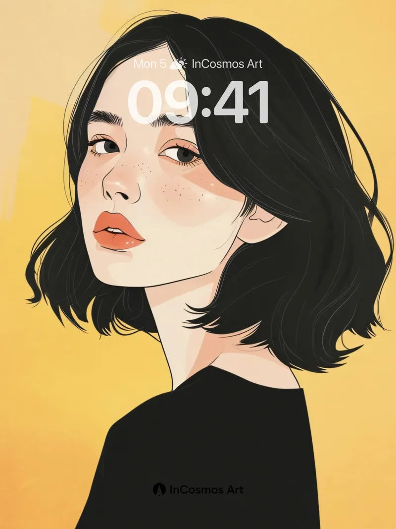 Golden Hush Portrait Wallpaper with Soft Shadows