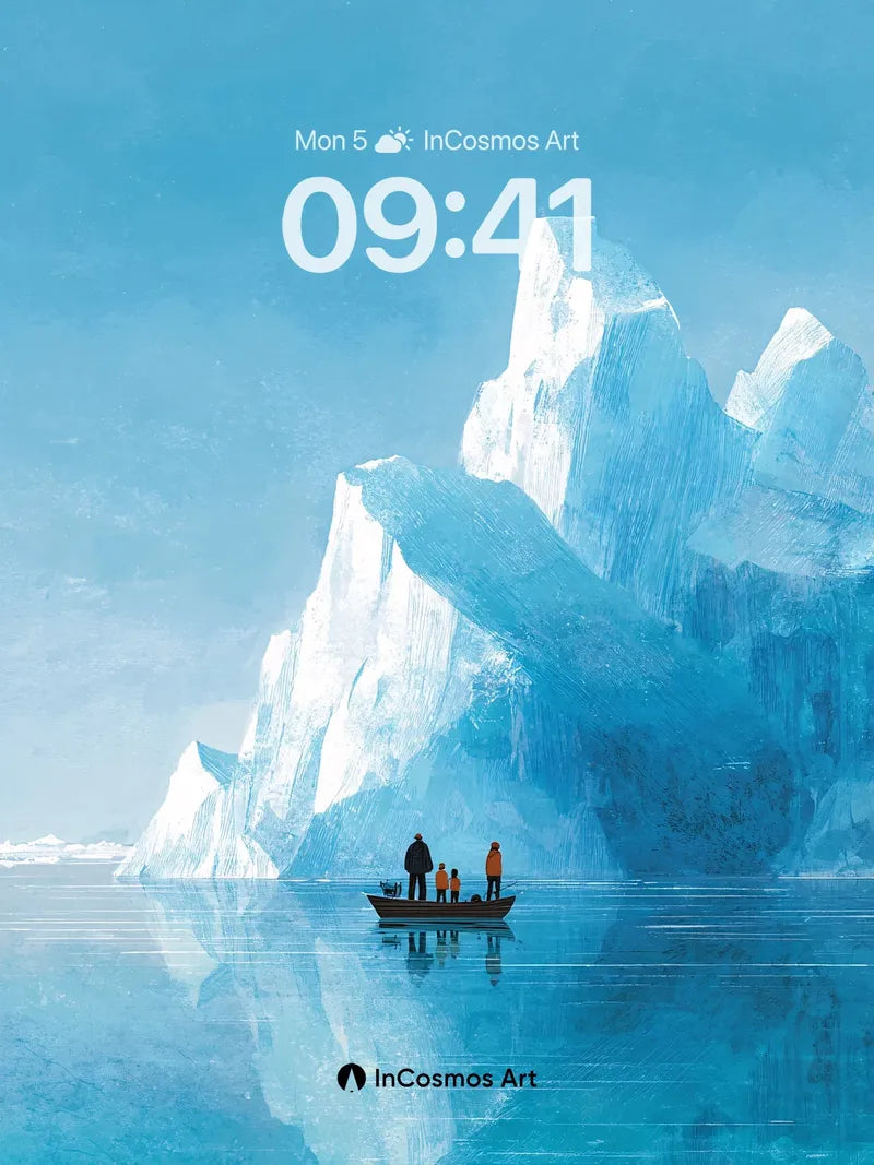 Serenity Iceberg Wallpaper with Floating Reflections wallpaper for iPhone, iPad & Mac