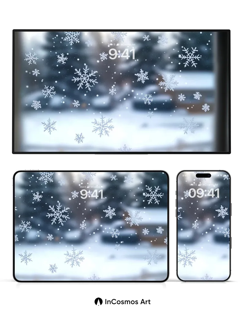 Frost Whisper Wallpaper with Snowflake Patterns