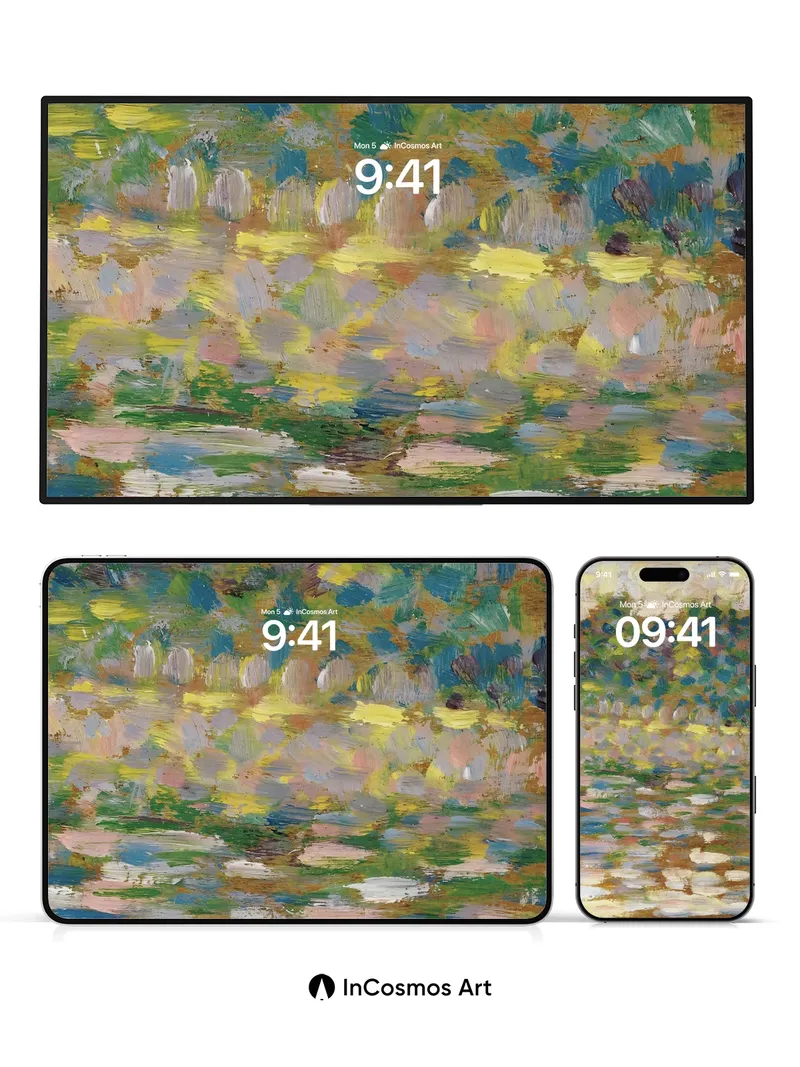 Luminous Watercolor Wallpaper with Floating Light