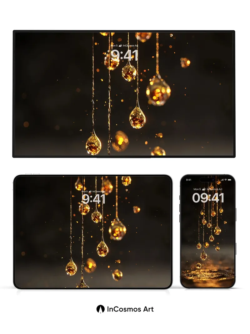 Golden Drizzle Wallpaper with Liquid Light