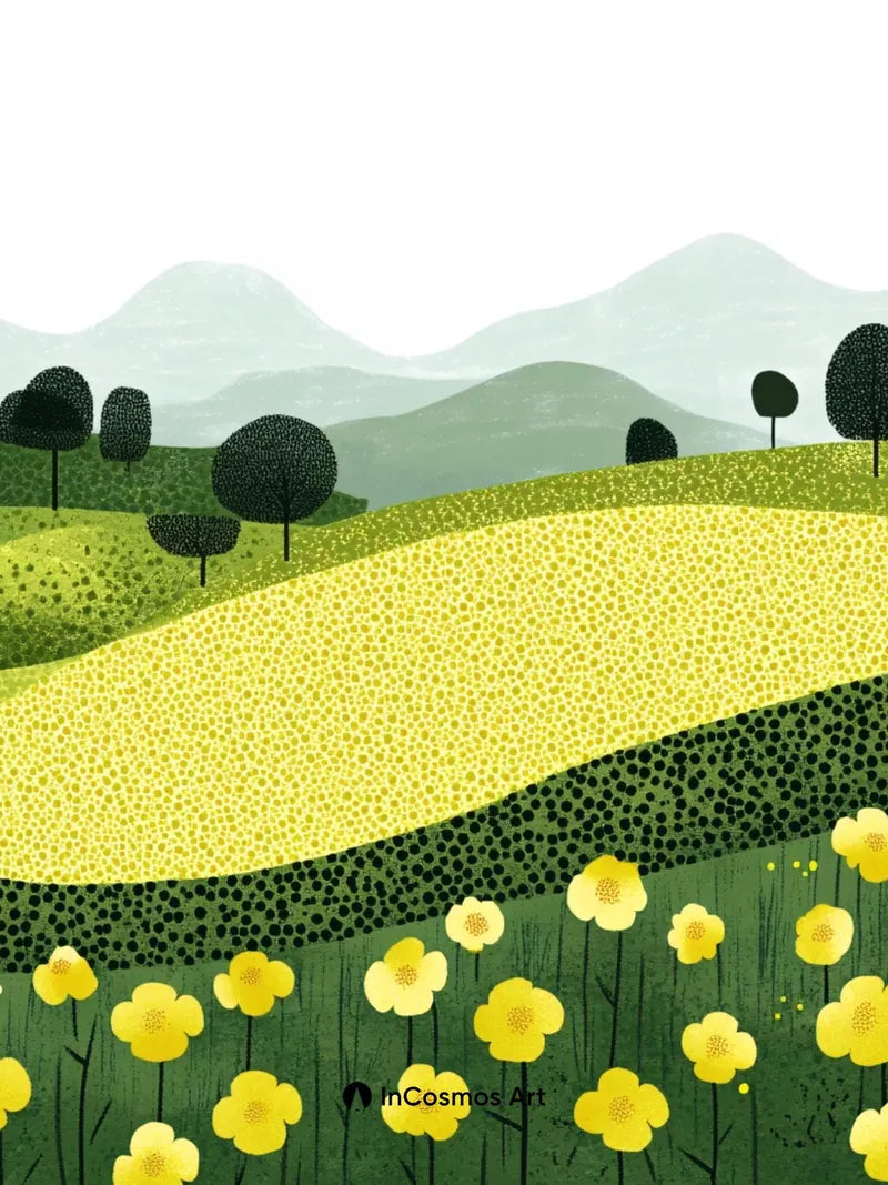 Golden Field Wallpaper with Whispering Hills