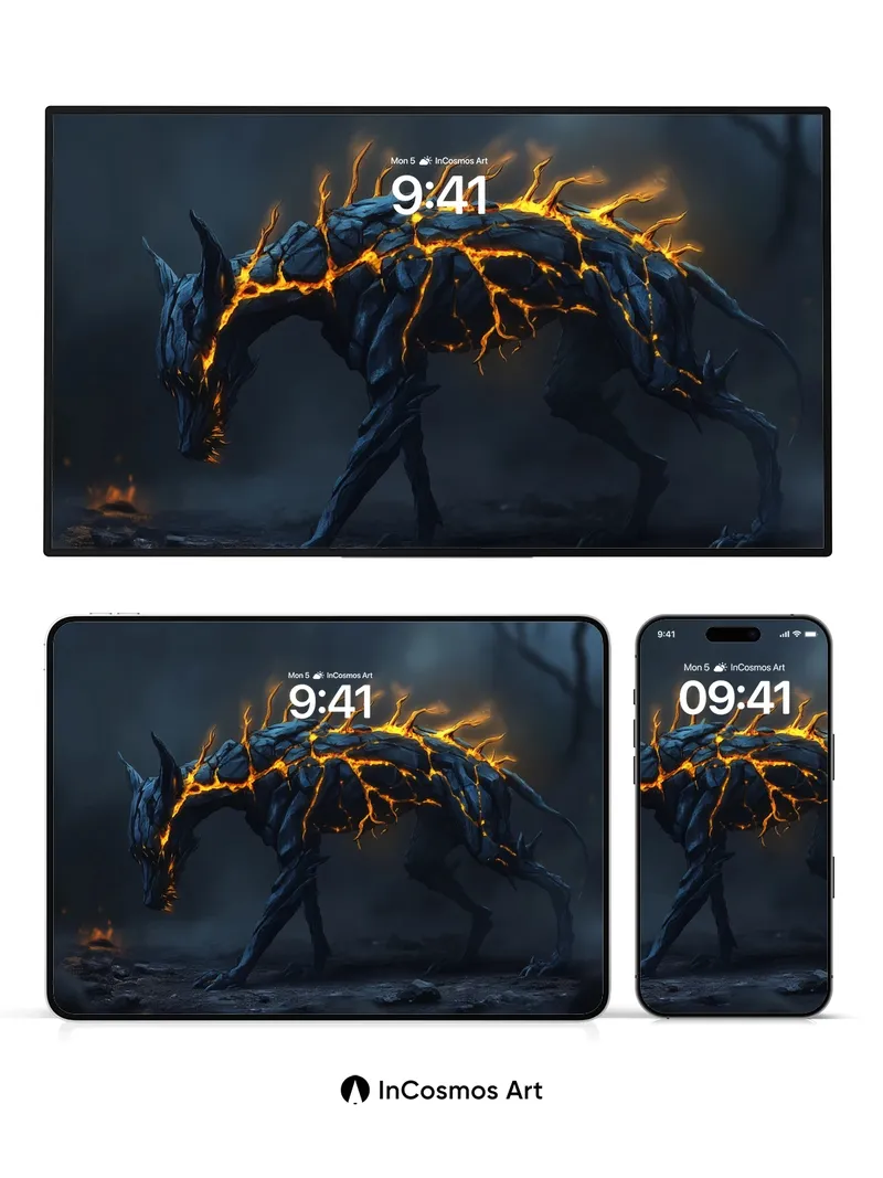 Obsidian Ember Wallpaper with Living Fire Veins