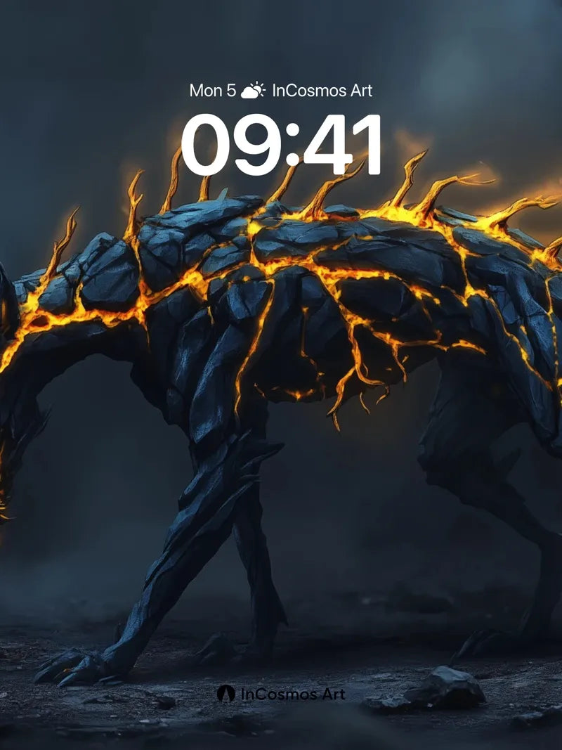 Obsidian Ember Wallpaper with Living Fire Veins