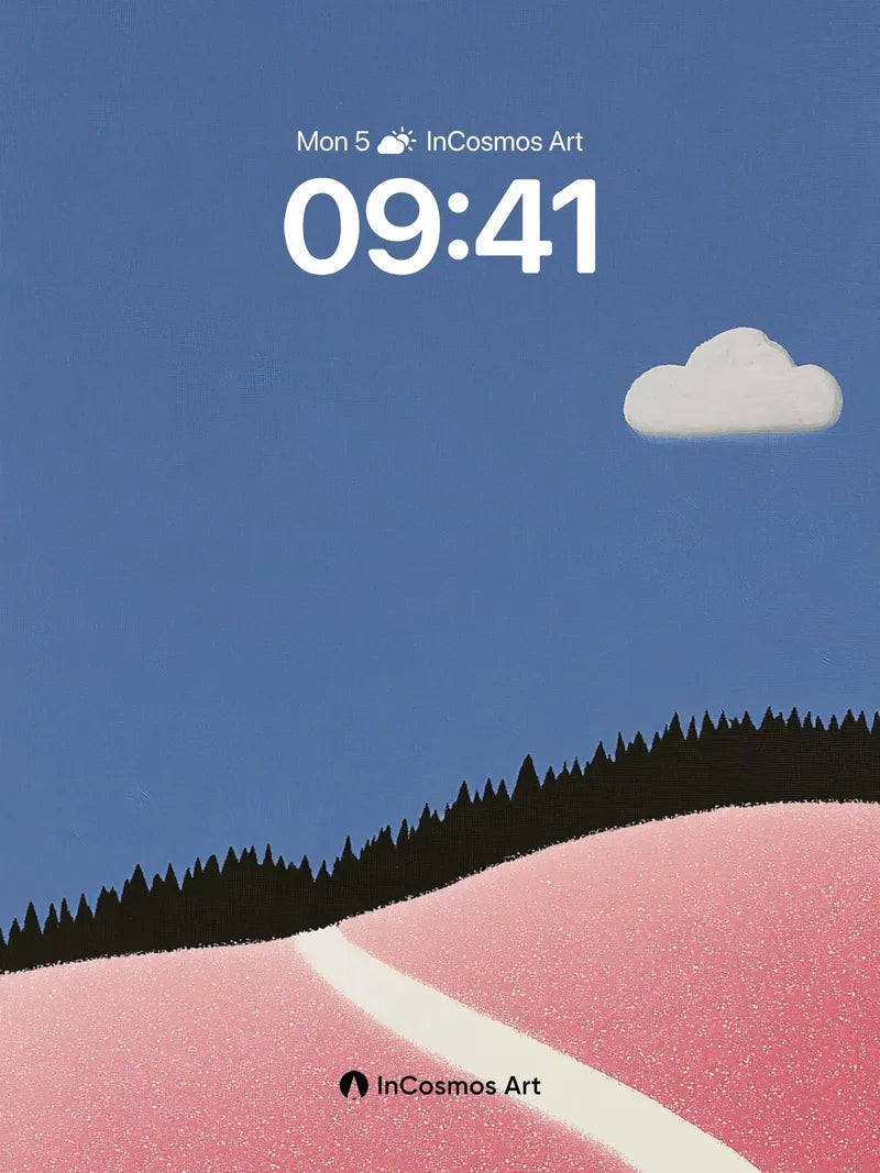 Serene Pink Path Wallpaper with Midnight Forest Edge