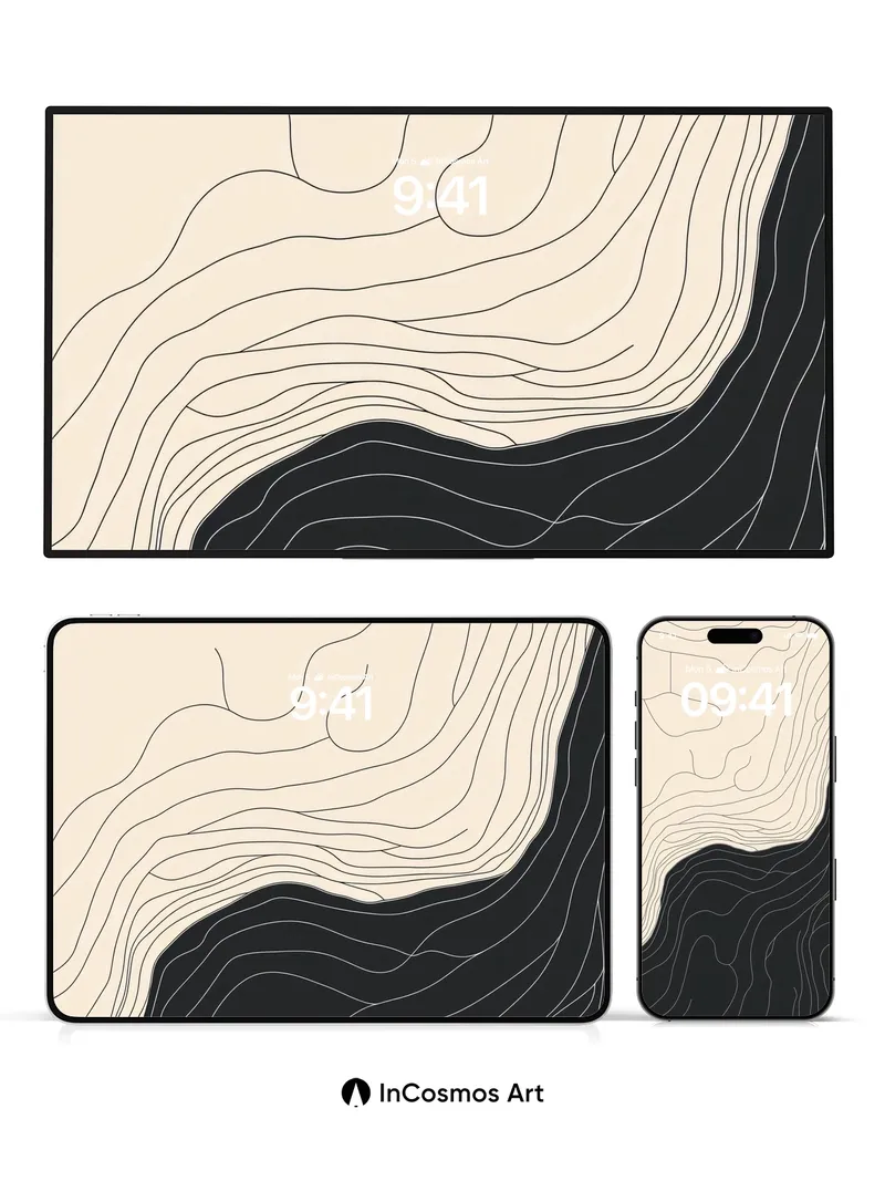 Serenity Contour Wallpaper with Topographic Flow