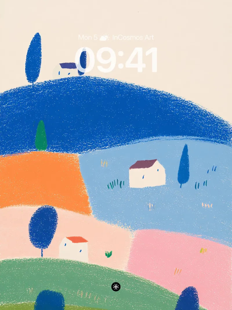 Whimsical Pastel Hills Wallpaper with Dreamy Abstract Motifs wallpaper for iPhone, iPad & Mac