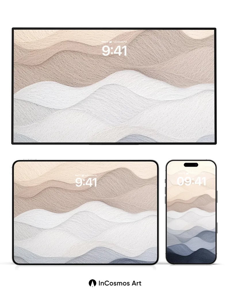 Serenity Wave Wallpaper with Textured Hues