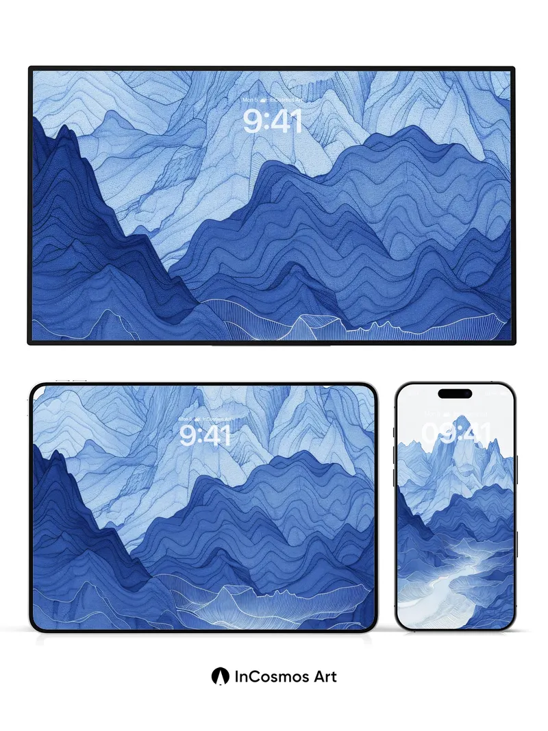 Cerulean Summit Wallpaper with Whispering Contours