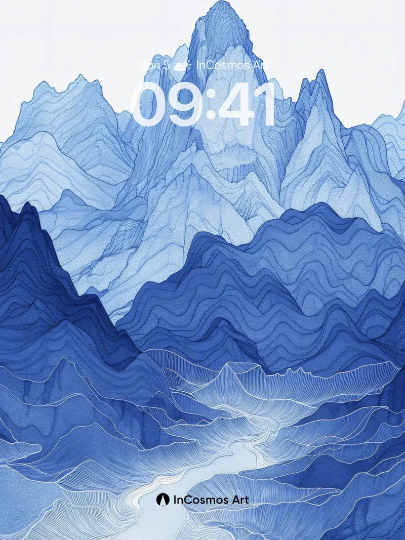 Cerulean Summit Wallpaper with Whispering Contours