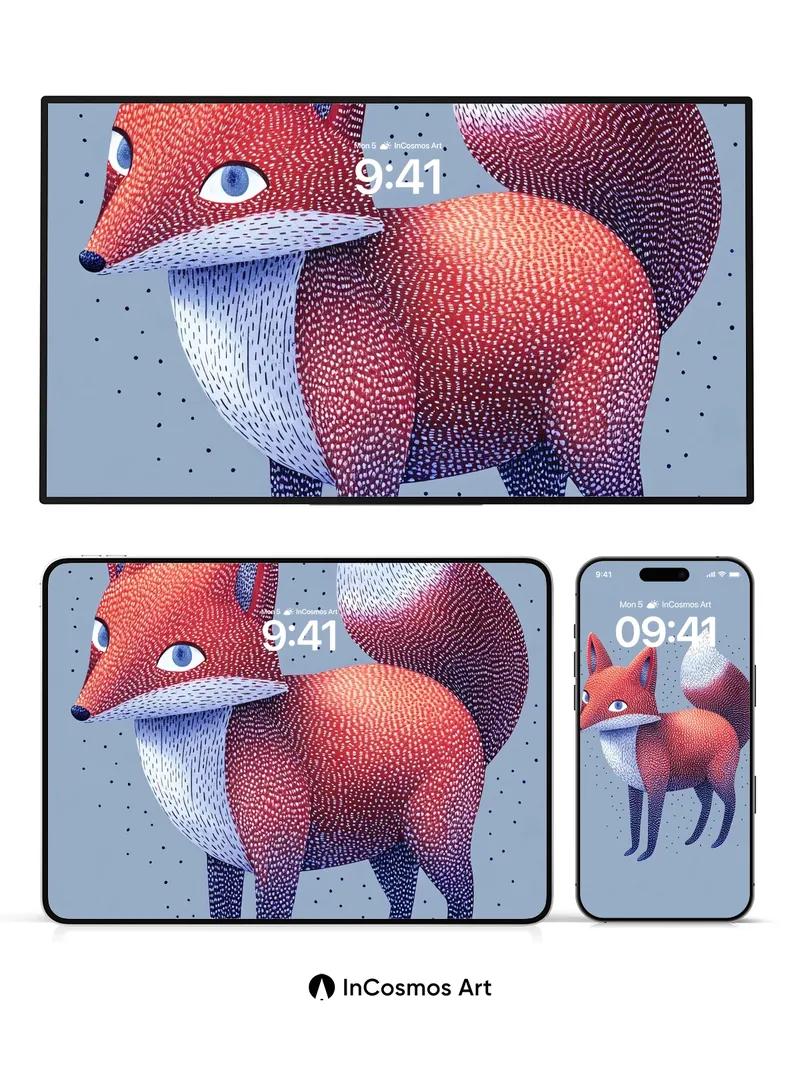 Whispering Fox Wallpaper with Dotted Illusion