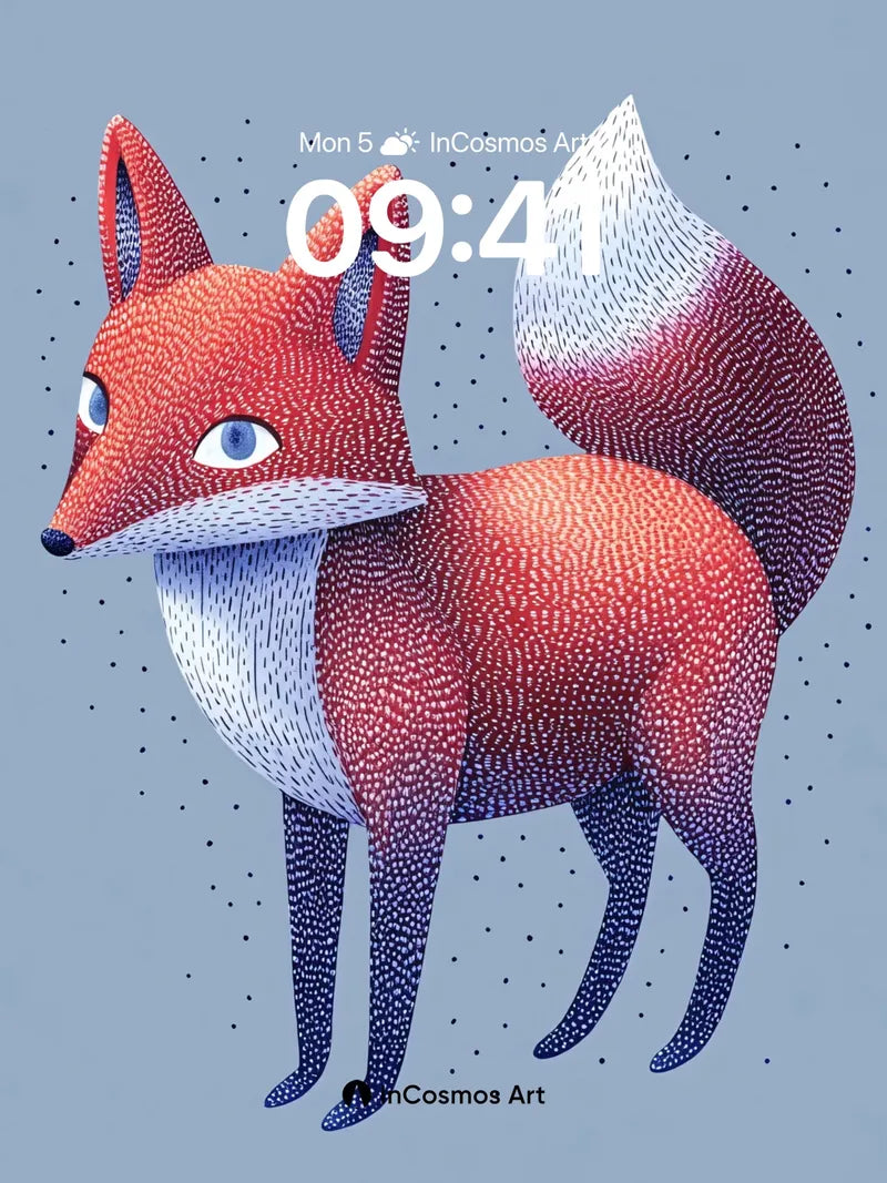 Whispering Fox Wallpaper with Dotted Illusion wallpaper for iPhone, iPad & Mac