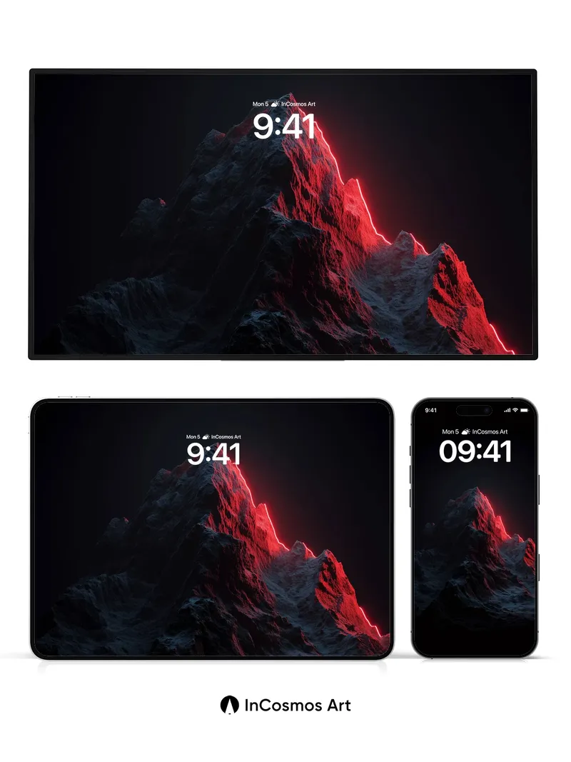 Neon Edge Wallpaper with Frozen Fire