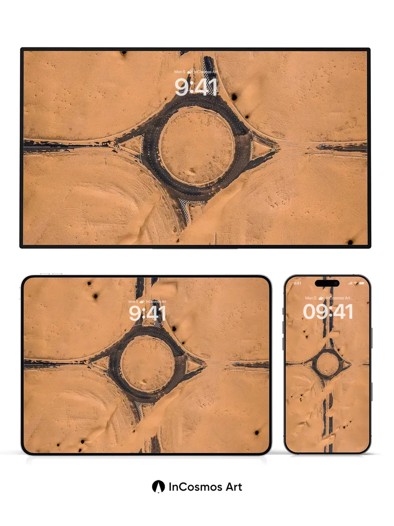 Desert Circuit Wallpaper with Sand-etched Lines