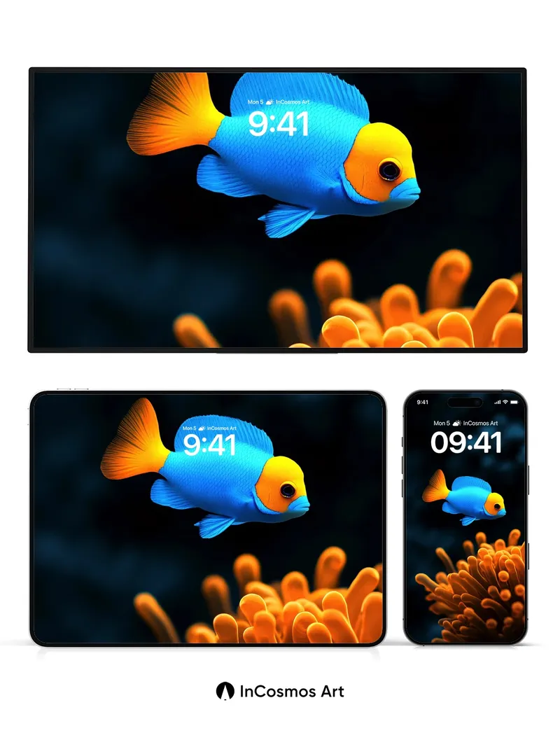 Electric Serenity Wallpaper with Coral Pulse