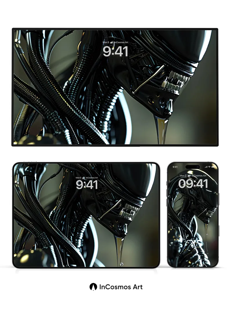 Glossy Horror Wallpaper with Dripping Venom