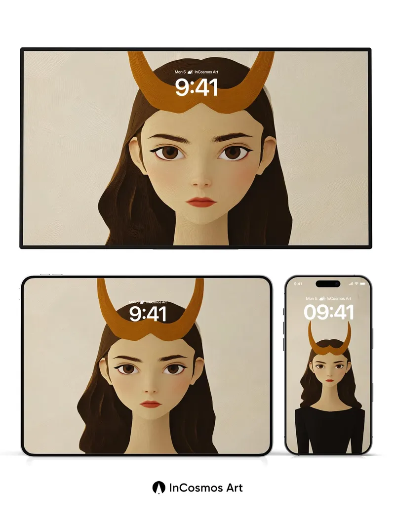 Serenity Horned Portrait Wallpaper with Velvet Depth