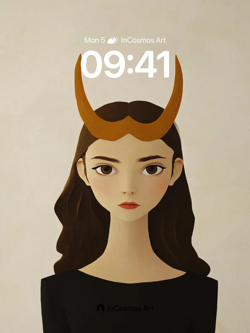 Serenity Horned Portrait Wallpaper with Velvet Depth