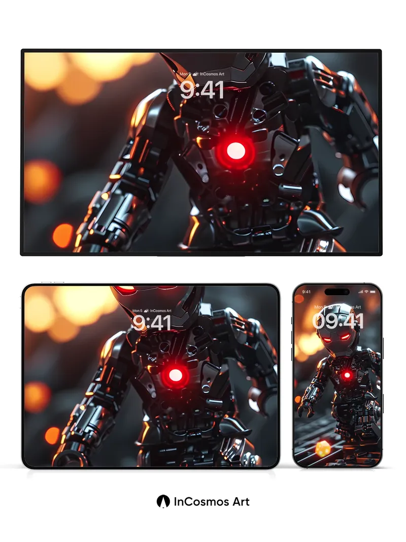 Futuristic Iron Doll Wallpaper with Glowing Core