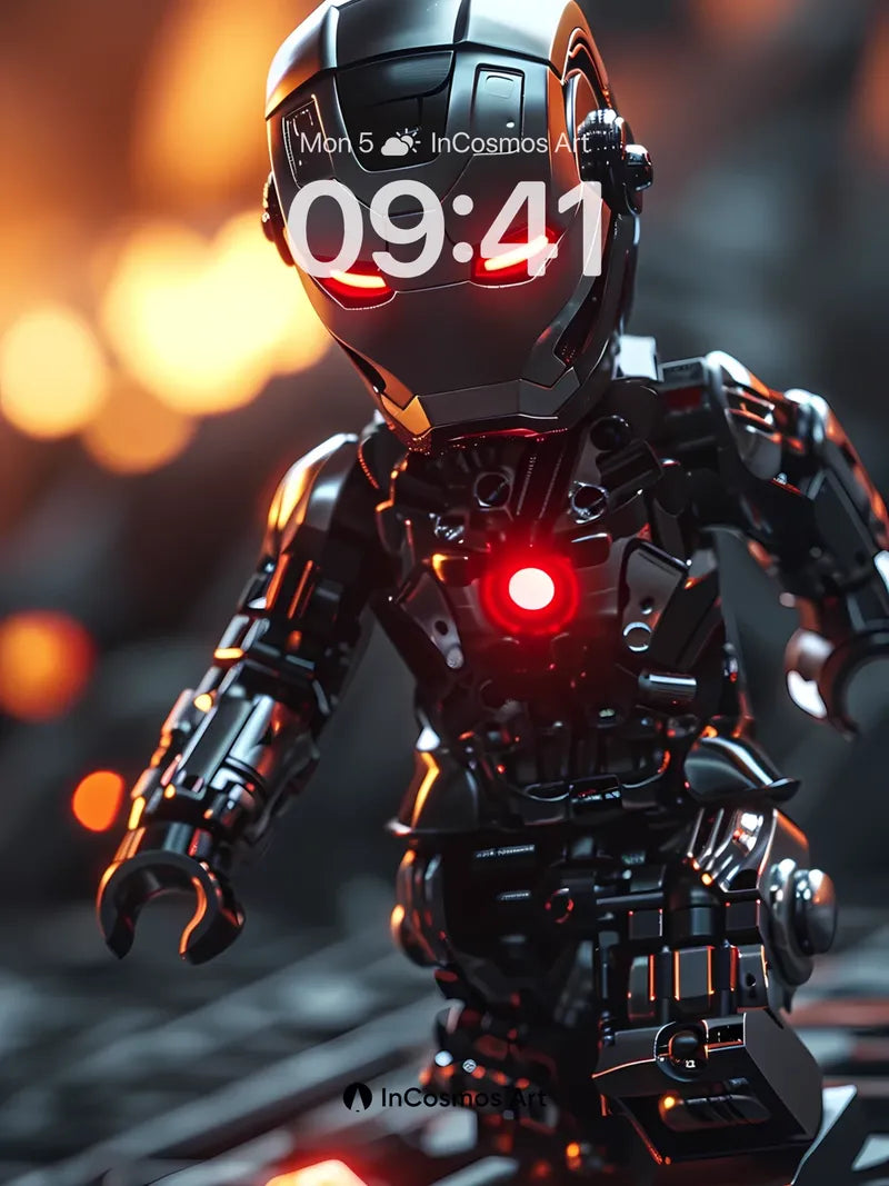 Futuristic Iron Doll Wallpaper with Glowing Core