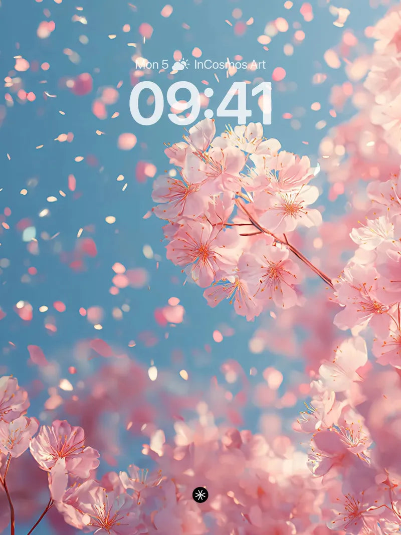 Soft Pink Petal Drift Wallpaper in Spring Haze wallpaper for iPhone, iPad & Mac