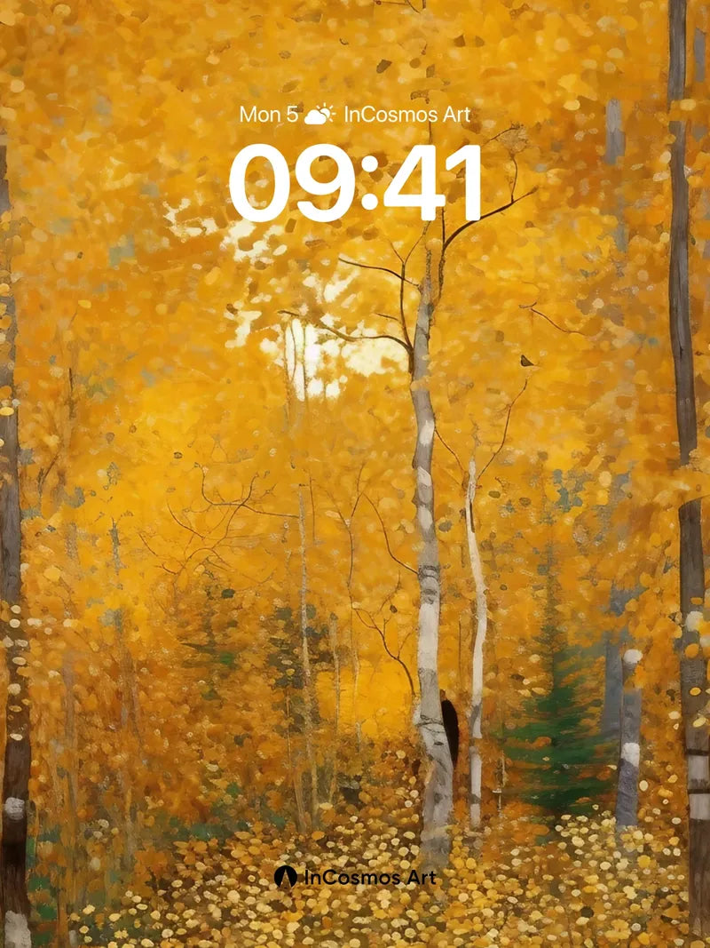 Golden Hush Wallpaper with Whispering Leaves wallpaper for iPhone, iPad & Mac