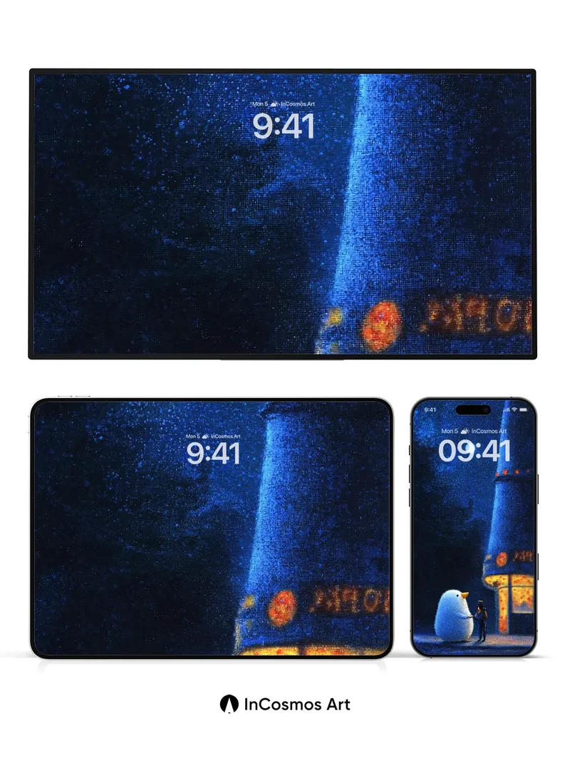 Moonlit Whispers Wallpaper with Frosty Companion