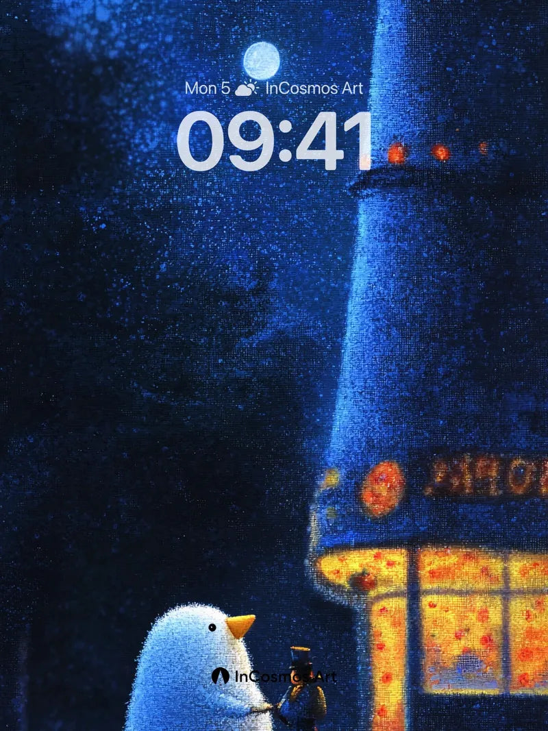 Moonlit Whispers Wallpaper with Frosty Companion
