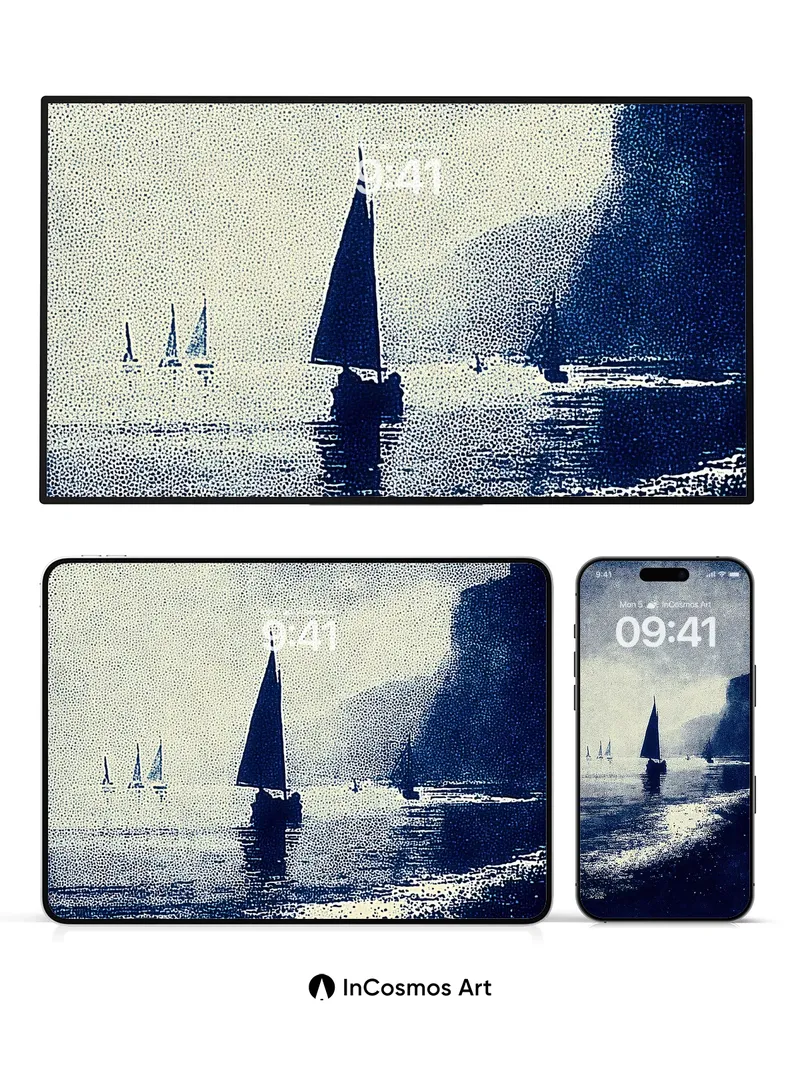 Sail Shadow Wallpaper with Moonlit Water