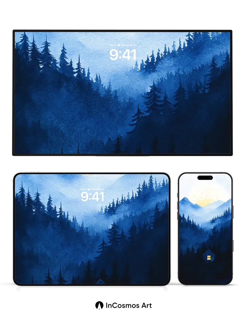 Cobalt Hush Wallpaper with Glowing Window