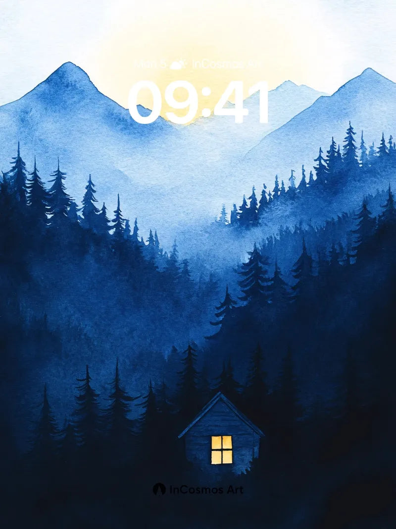 Cobalt Hush Wallpaper with Glowing Window