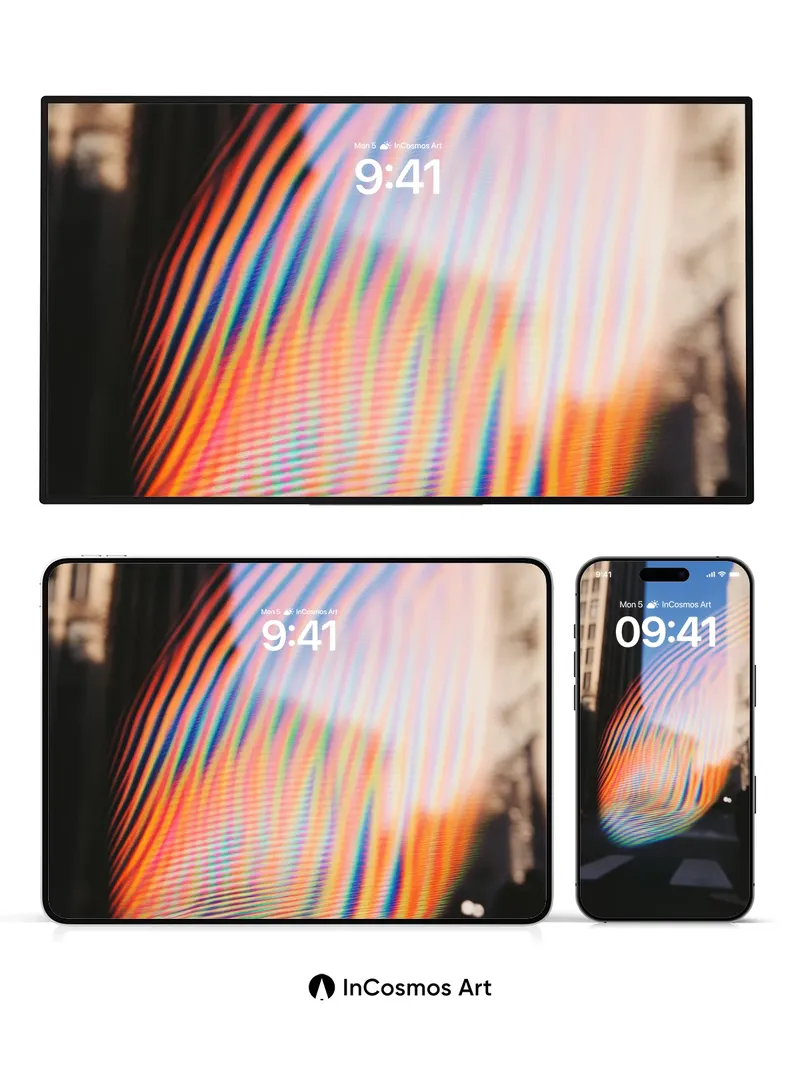 Prismatic Pulse Wallpaper with Urban Light Trails