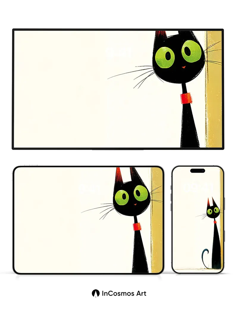 Whimsical Shadow Wallpaper with Emerald Eyes