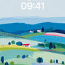 Tranquil Geometric Fields Wallpaper with Pastel Hills wallpaper for iPhone, iPad & Mac