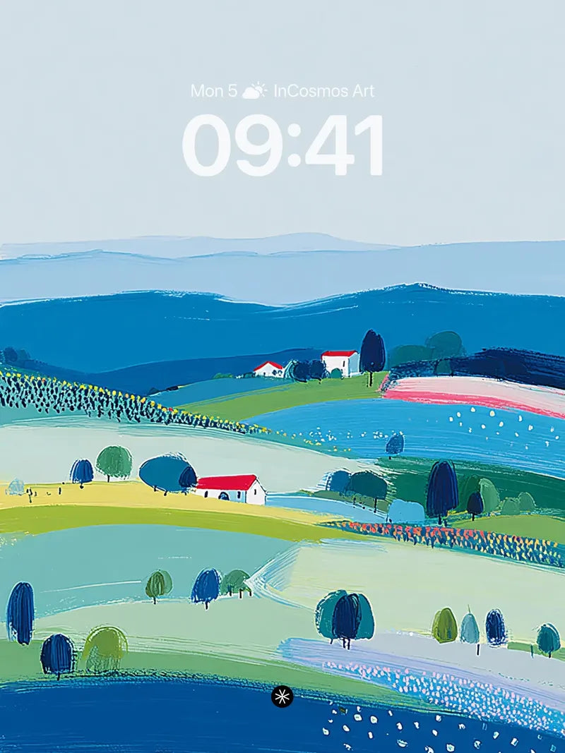 Tranquil Geometric Fields Wallpaper with Pastel Hills wallpaper for iPhone, iPad & Mac