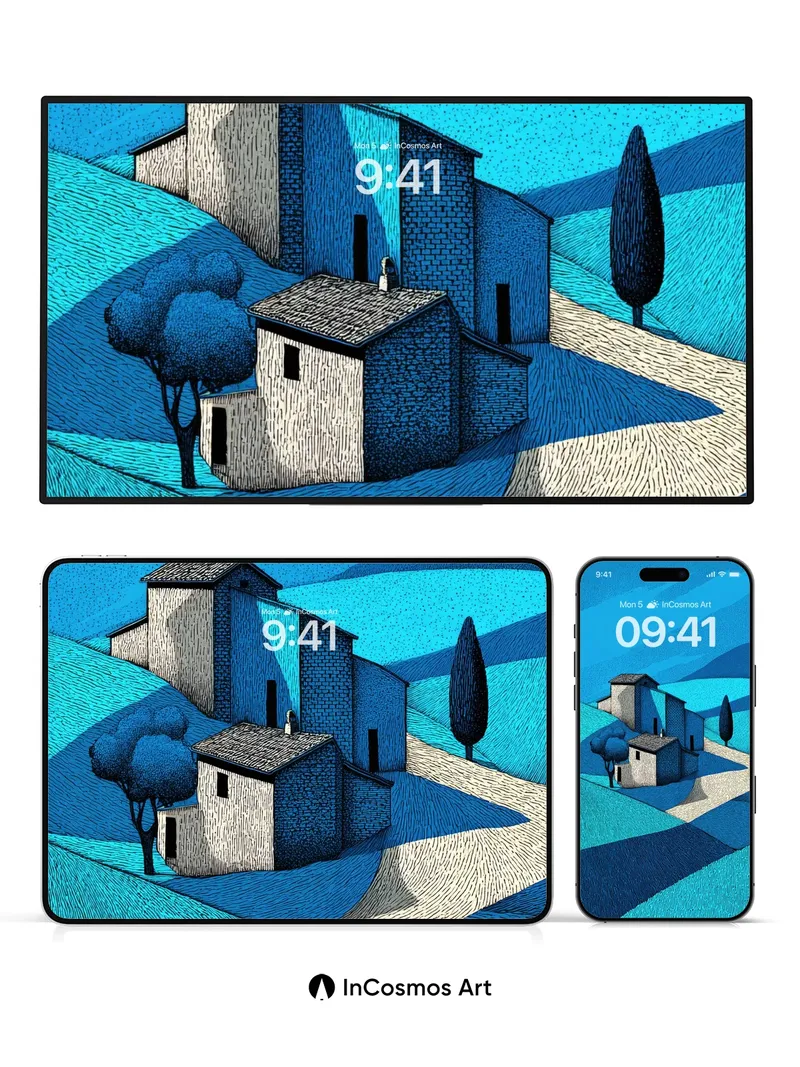 Cobalt Hush Wallpaper with Stone Whispers