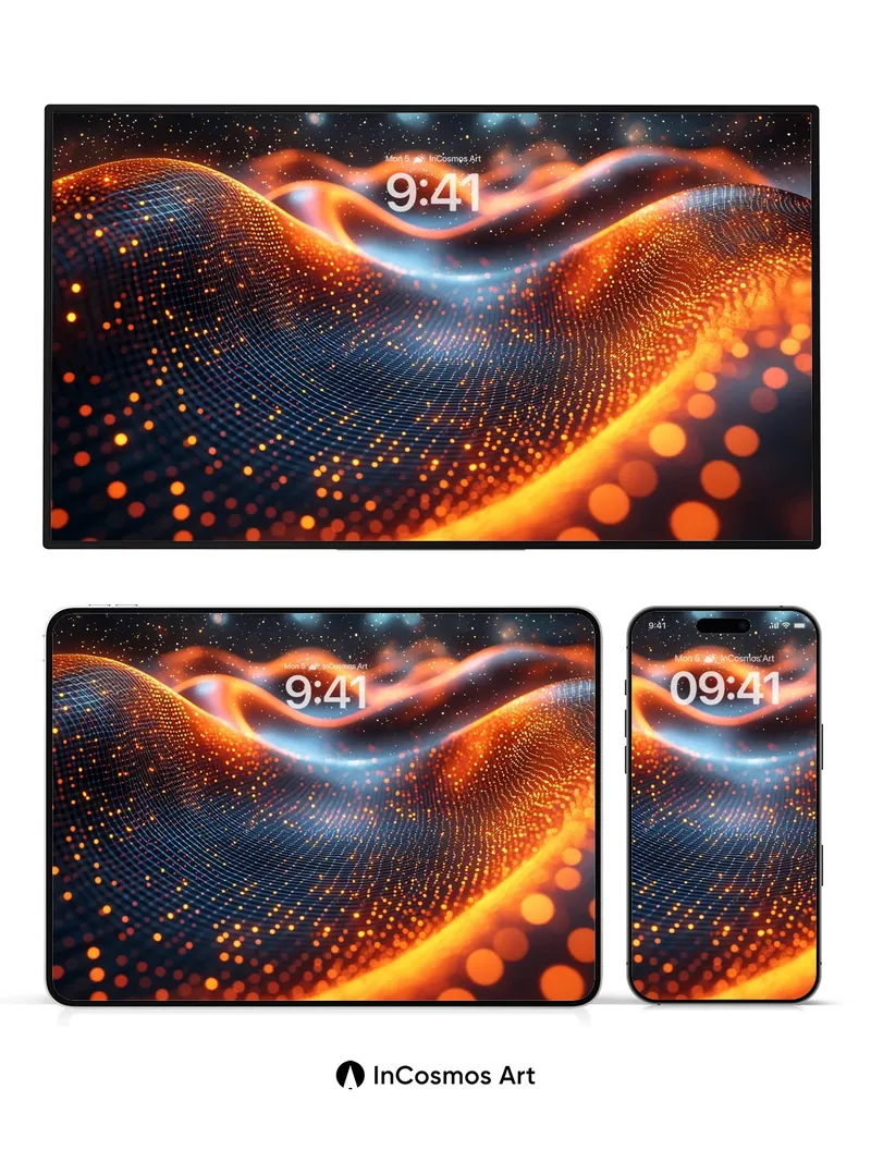 Luminous Wave Wallpaper with Cosmic Pulse