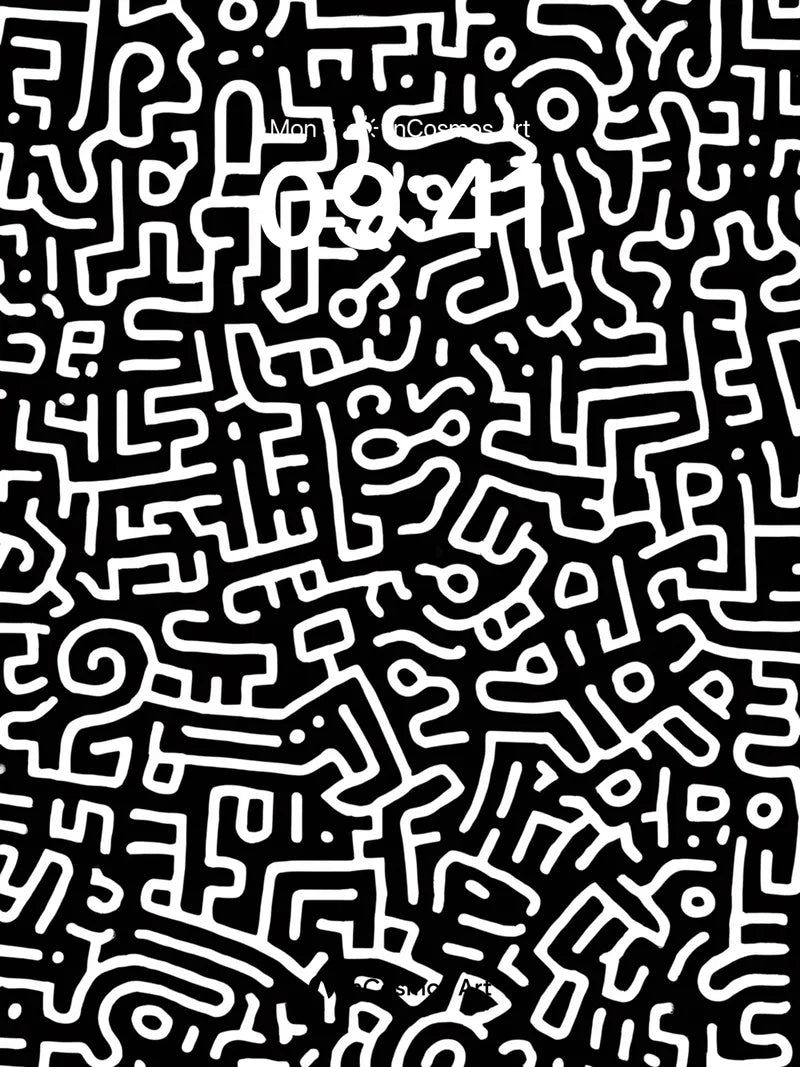 Ink Labyrinth Wallpaper with Twisting Lines