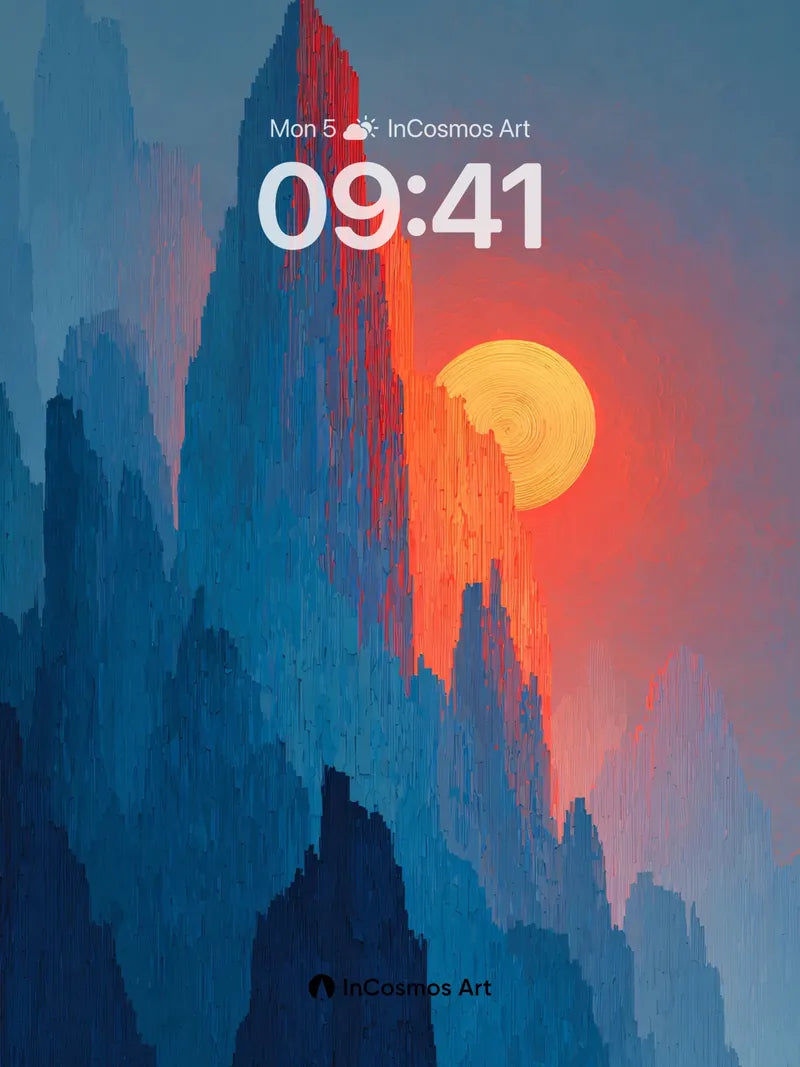 Serene Mountain Sunset Wallpaper with Warm Haze wallpaper for iPhone, iPad & Mac