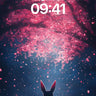 Serenity Under Cherry Canopy Wallpaper with Bunny Silhouette wallpaper for iPhone, iPad & Mac