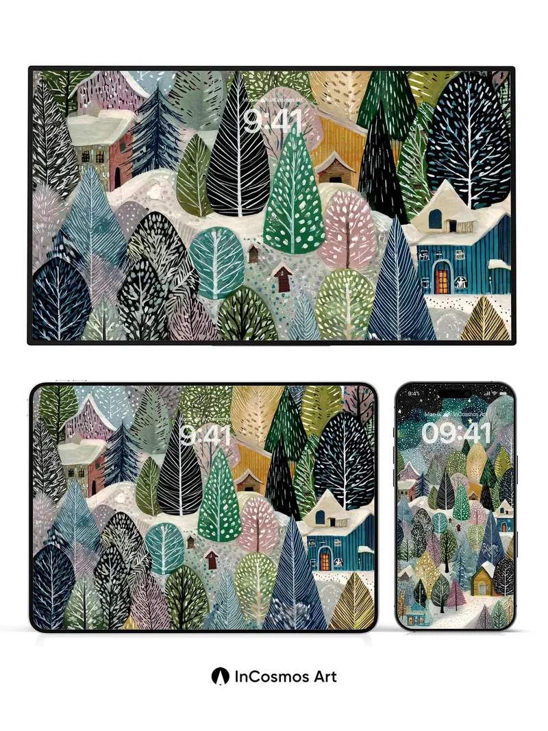 Whispering Forest Wallpaper with Starlit Canopy