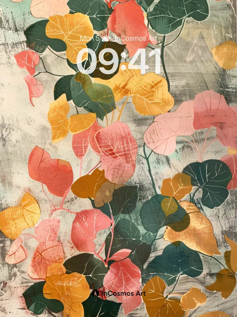 Autumn Hush Wallpaper with Painted Leaves