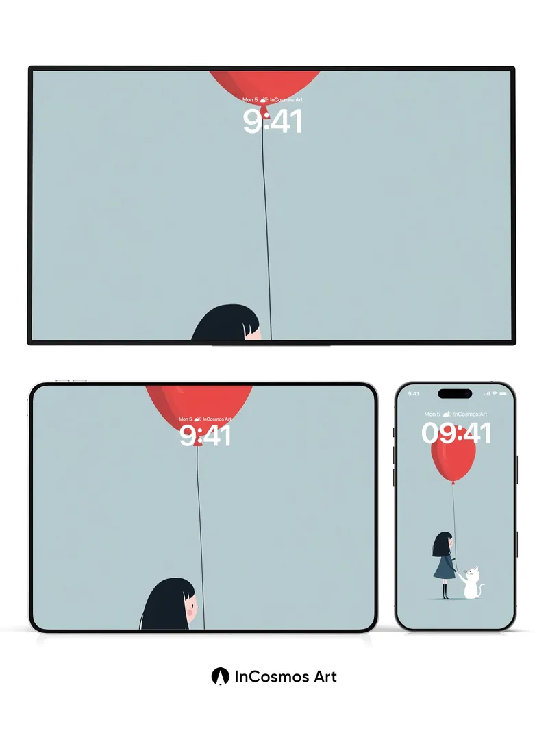 Quiet Wonder Wallpaper with Floating Red Balloon