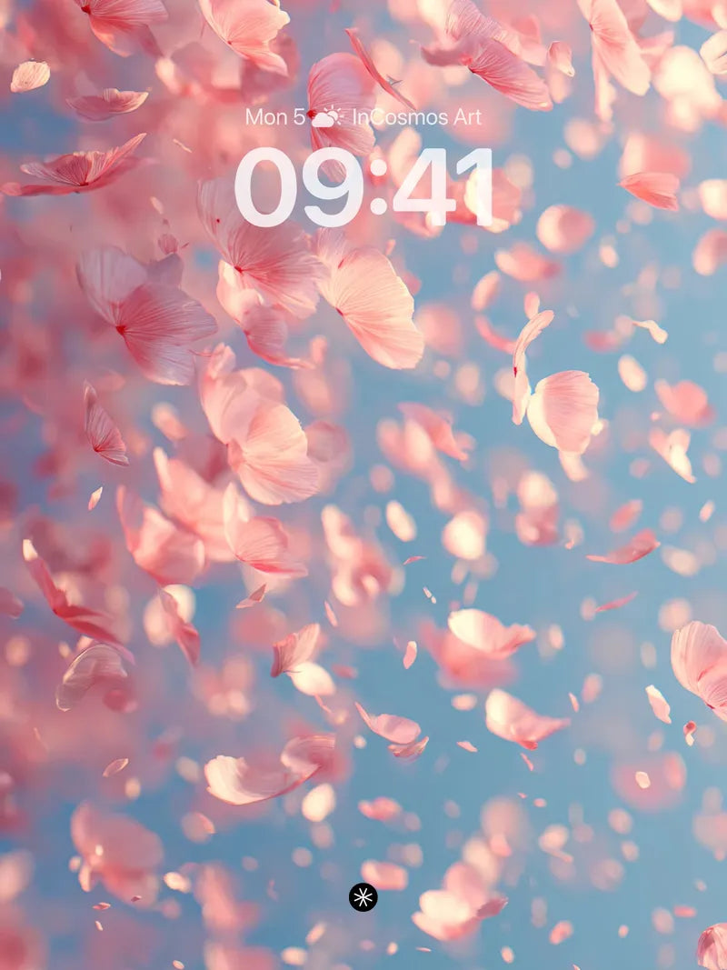 Soft Petal Drift Wallpaper in Pale Haze wallpaper for iPhone, iPad & Mac