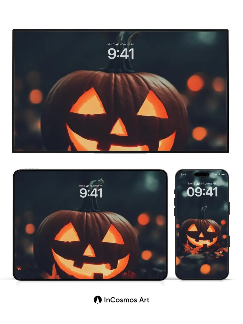 Glowing Autumn Wallpaper with Haunted Forest Depths