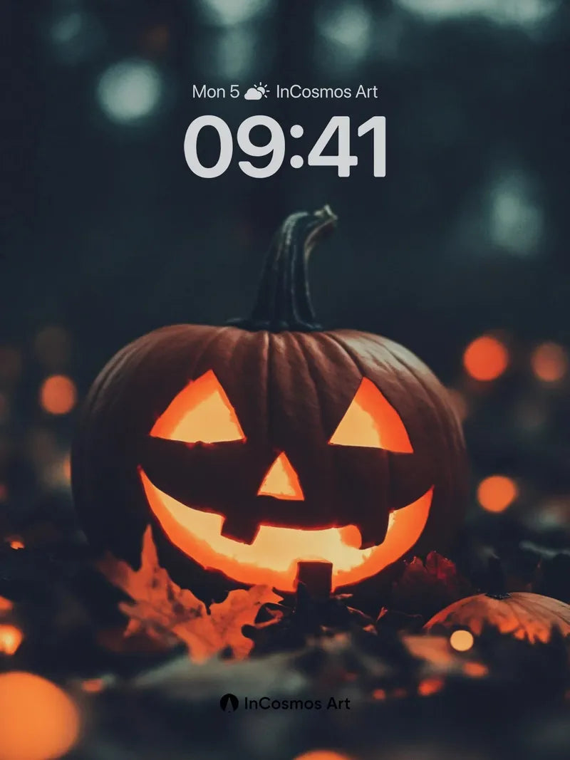 Glowing Autumn Wallpaper with Haunted Forest Depths