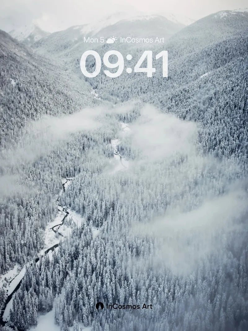 Frost Veil Wallpaper with Whispering Pines