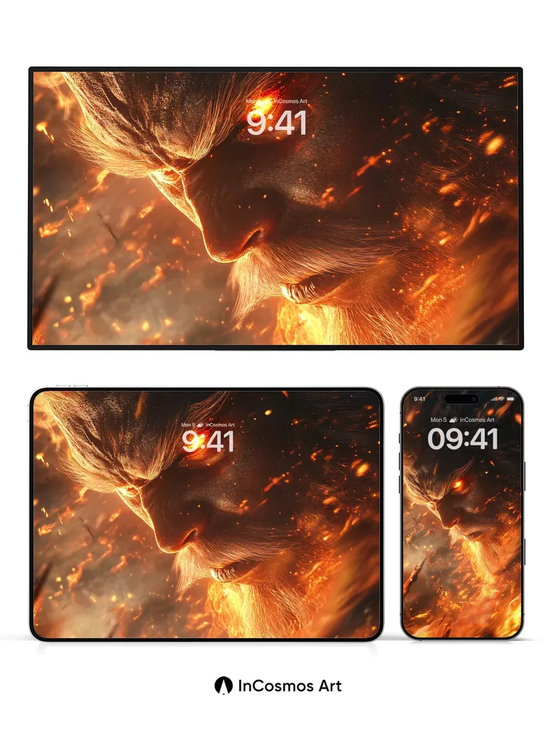 Fiery Ape Wallpaper with Molten Gaze