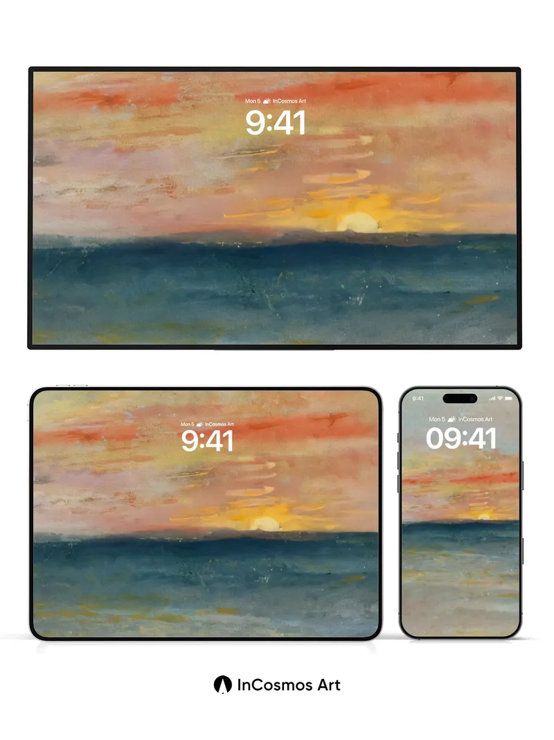 Serenity Horizon Wallpaper with Golden Hush