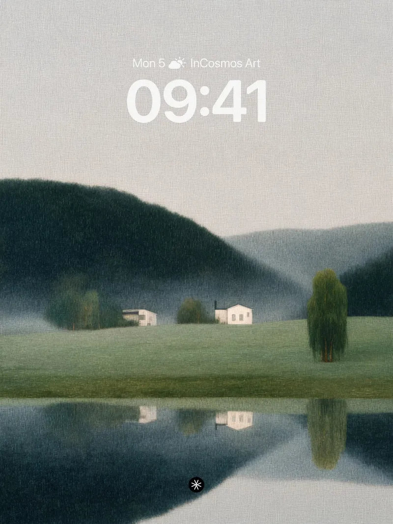 Serene Mist Valley Wallpaper with Silent Reflections wallpaper for iPhone, iPad & Mac